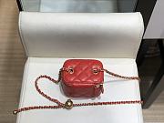 Chanel Mini Cosmetic Metal Ball Lambskin Red - A88828 - 8.5x11x7 cm - 6