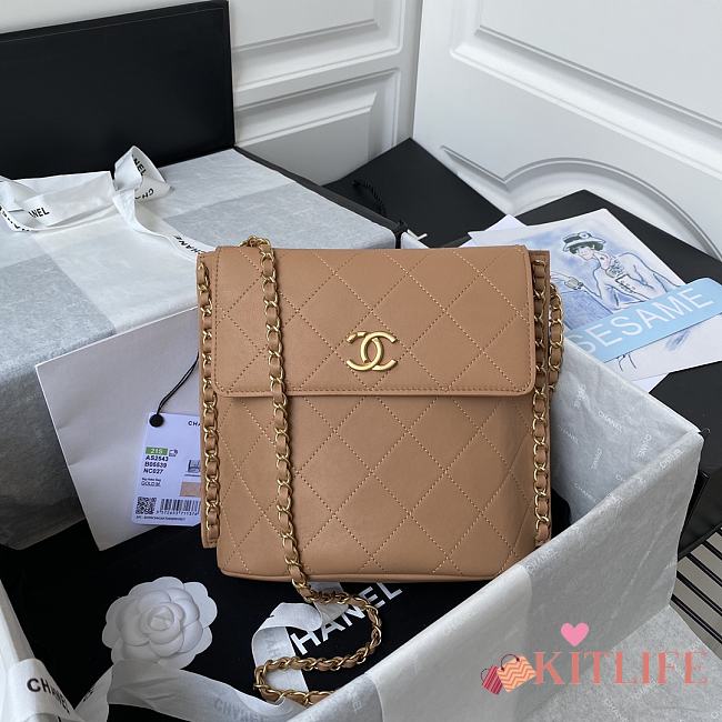 Chanel Stray Calfskin Bag  Brown - 19x23x7cm - 1