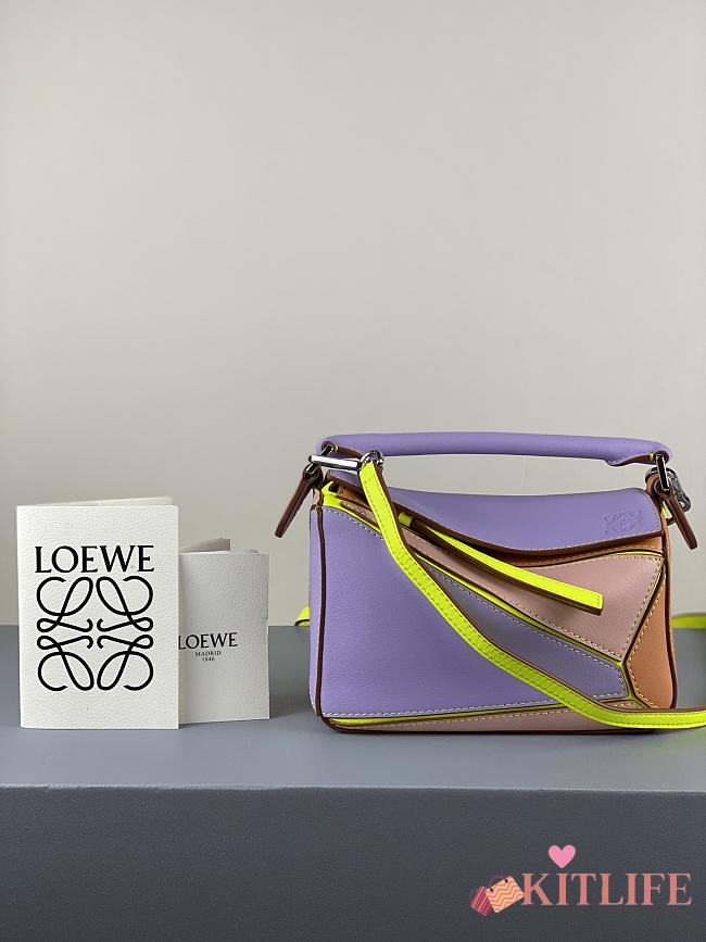 Loewe Puzzle Bag In Calfskin Purple/Pink/Brown – 18x12.5x8 cm - 1