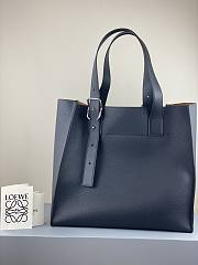 Loewe Buckle Tote Handbag Embossed Anagram Navy Blue – 36x33x17 cm - 3