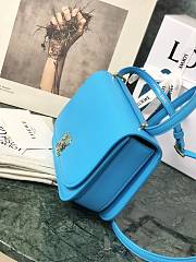 Loewe Goya Mini bag in silk calfskin Cyan – 18.5x12.5x6 cm  - 3
