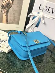 Loewe Goya Mini bag in silk calfskin Cyan – 18.5x12.5x6 cm  - 5