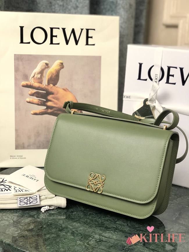 Loewe Goya Medium bag in silk calfskin Avocado Green – 23x15x6.5 cm - 1