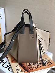 Loewe Hammock Tote Bag In Calfskin Gray White– 29x14x26 cm - 4