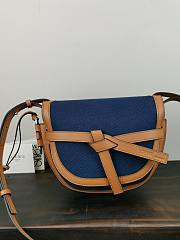 Loewe Small Gate Bag Canvas And Cow Leather Blue/Brown – 20x19x11 cm - 1