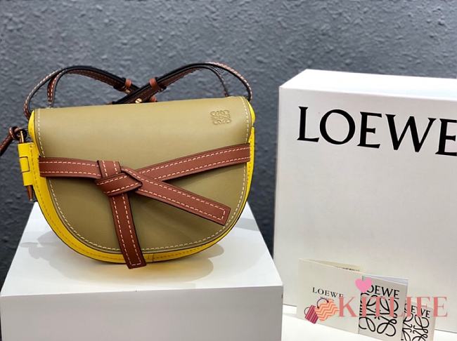 Loewe Small Gate Bag Canvas And Cow Leather Yellow/ Avocado Green – 20x19x11 cm - 1
