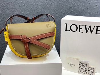 Loewe Small Gate Bag Canvas And Cow Leather Yellow/ Avocado Green – 20x19x11 cm