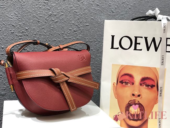 Loewe Small Gate Bag Canvas And Cow Leather Brown/Red – 20x19x11 cm - 1