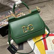 Dolce & Gabbana Sicily Imported cowhide With D&G logo Bag Green – 25x20x12 cm - 1