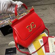 Dolce & Gabbana Sicily Imported cowhide With D&G Logo Bag Red – 25x20x12 cm - 5