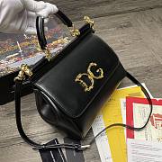 Dolce & Gabbana Sicily Imported cowhide With D&G Logo Bag Black – 25x20x12 cm - 4