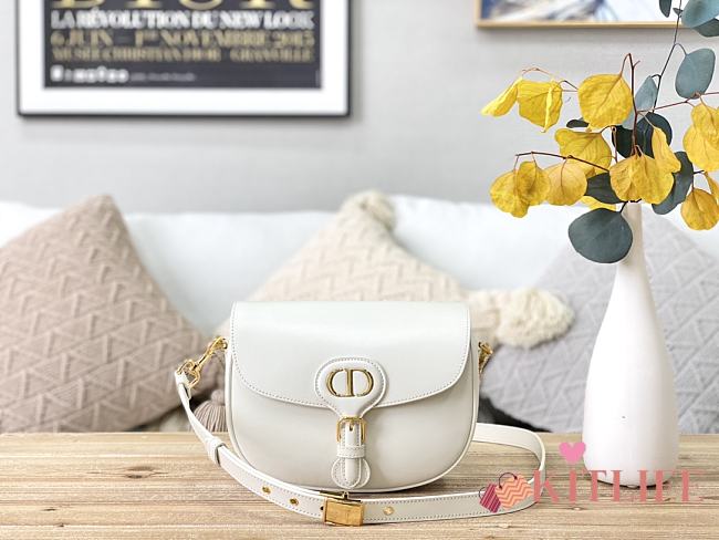 Dior Bobby Bag Black Box Cowhide Plain Weave White – M9319 – 22x17x6 cm - 1
