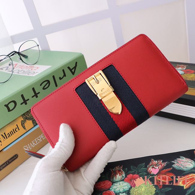 Gucci Sylvie Full Zipper Wallet Red - 476083 – 19x11x3 cm - 1