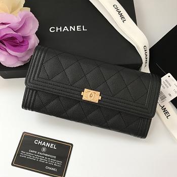 Chanel Leboy Lychee Cowhide Gold Hardware Long Wallet – 80286 - 10.5x19x3 cm