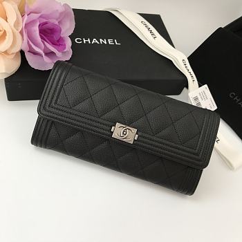 Chanel Leboy Lychee Cowhide Silver Hardware Long Wallet – 80286 - 10.5x19x3 cm