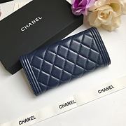 Chanel Leboy Imported Sheep Skin Gold Hardware Long Wallet Navy Blue – 80286 - 10.5x19x3 cm - 2