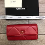 Chanel Flap Long Wallet Large Diamond Pattern Leather Chain CC Buckle Red – 6871 - 19 cm - 1