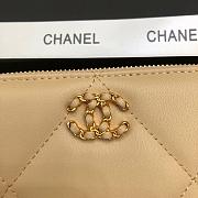 Chanel Zipper Long Wallet Large Diamond Pattern Leather Chain CC Buckle Beige – 6870 - 19 cm - 6