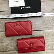 Chanel Zipper Long Wallet Large Diamond Pattern Leather Chain CC Buckle Red – 6870 - 19 cm - 4