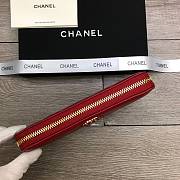 Chanel Zipper Long Wallet Large Diamond Pattern Leather Chain CC Buckle Red – 6870 - 19 cm - 2