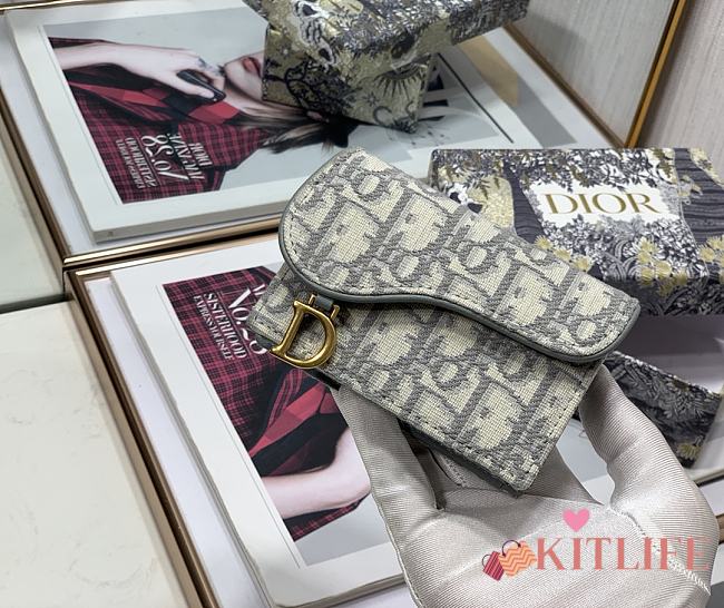 Dior Saddle Card Holder Oblique Grey – 2220 - 10.5cm - 1
