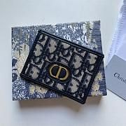 Dior 30 Montaigne Card Holder Blue Jacquard Fabric  - 4