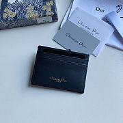 Dior 30 Montaigne Card Holder Blue Jacquard Fabric  - 2