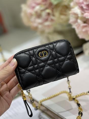 Dior Mini Caro Zip Clutch Black - 5087# - 12 x 8.5 cm