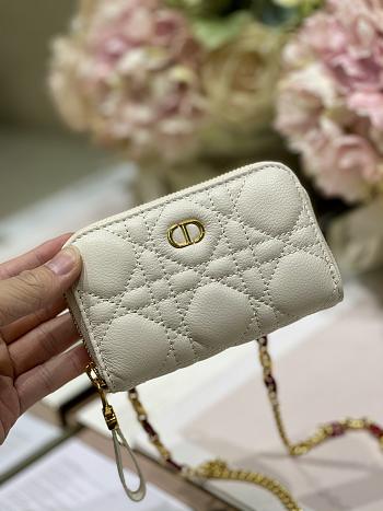 Dior Mini Caro Zip Clutch White - 5087# - 12 x 8.5 cm