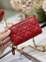 Dior Mini Caro Zip Clutch Red - 5087# - 12 x 8.5 cm - 1