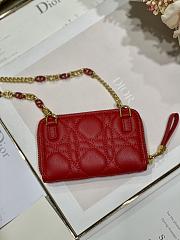 Dior Mini Caro Zip Clutch Red - 5087# - 12 x 8.5 cm - 5