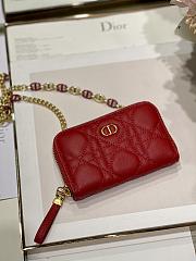 Dior Mini Caro Zip Clutch Red - 5087# - 12 x 8.5 cm - 4