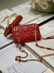 Dior Mini Caro Zip Clutch Red - 5087# - 12 x 8.5 cm - 3