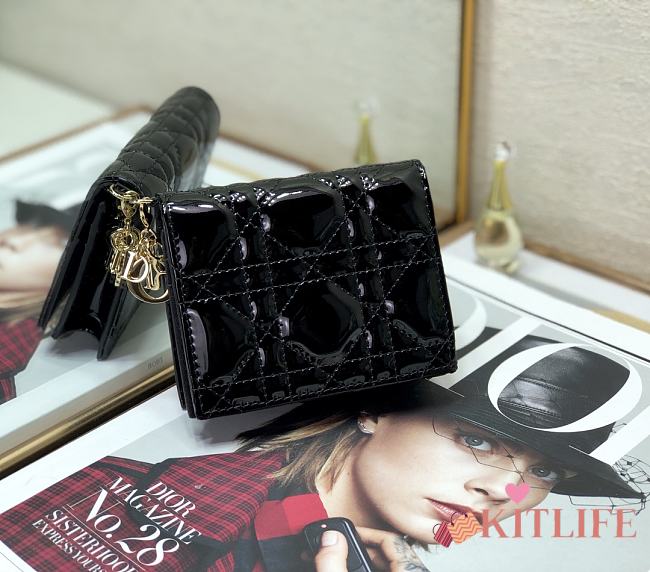 Dior Rattan Plaid Small Wallet Black – 2257A - 11x9cm - 1