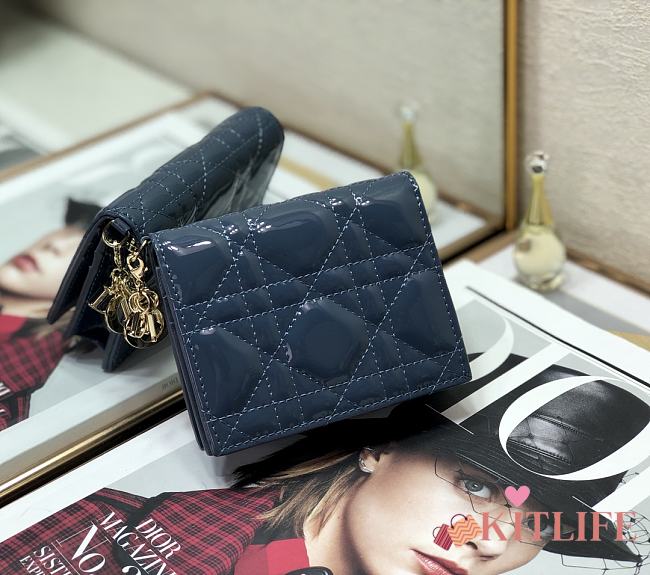 Dior Rattan Plaid Small Wallet Blue – 2257A - 11x9cm - 1