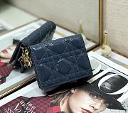 Dior Rattan Plaid Small Wallet Blue – 2257A - 11x9cm - 1