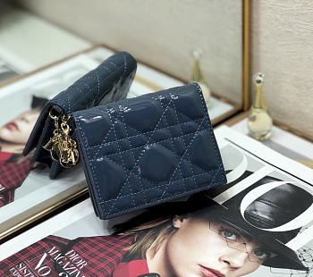 Dior Rattan Plaid Small Wallet Blue – 2257A - 11x9cm