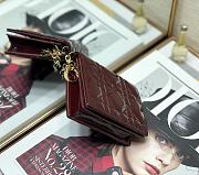 Dior Rattan Plaid Small Wallet Burgundy – 2257A - 11x9cm - 2