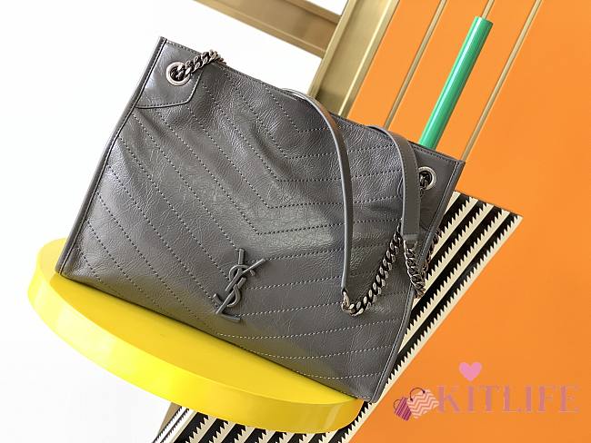 YSL Niki Shopping Bag Cowhide Elephant Grey – 577999 - 33x27x11.5 cm - 1