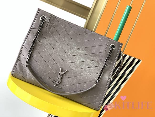 YSL Niki Shopping Bag Cowhide Dove Grey – 577999 - 33x27x11.5 cm - 1