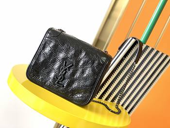 YSL Niki Wallet Chain Bag Wrinkle Leather Black – 583103 – 19x15x6 cm