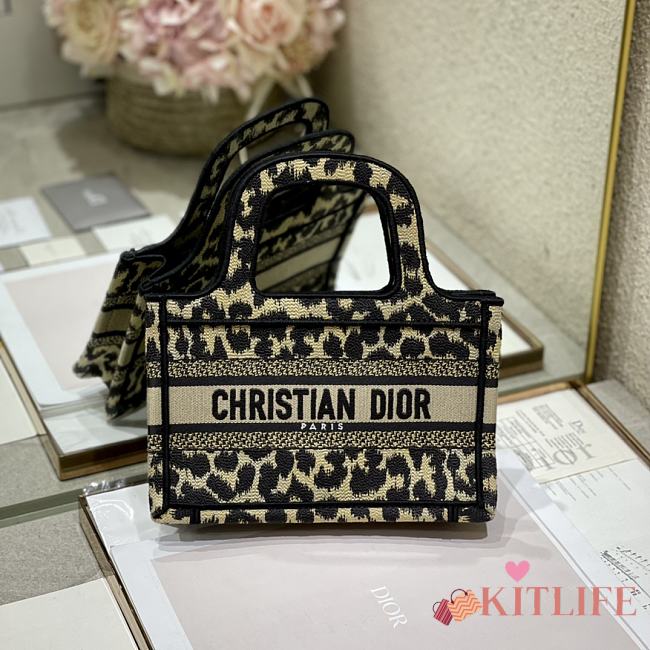 Dior Mini Book Tote Gold Leopard Print - 1288 - 24x17x7 cm - 1