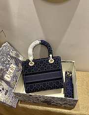 Dior Lady D-Lite five-pattern embroidery Blue - 24 x 20 x 11 cm - 4