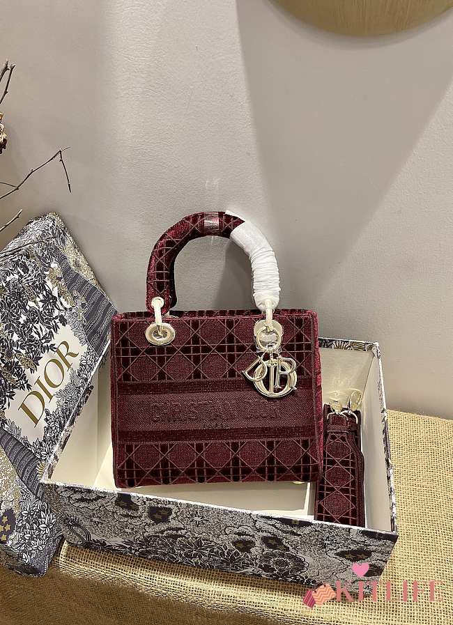 Dior Lady D-Lite five-pattern embroidery Red - 24 x 20 x 11 cm - 1