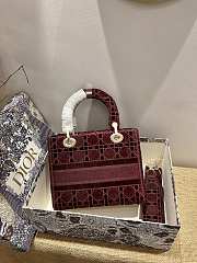 Dior Lady D-Lite five-pattern embroidery Red - 24 x 20 x 11 cm - 4