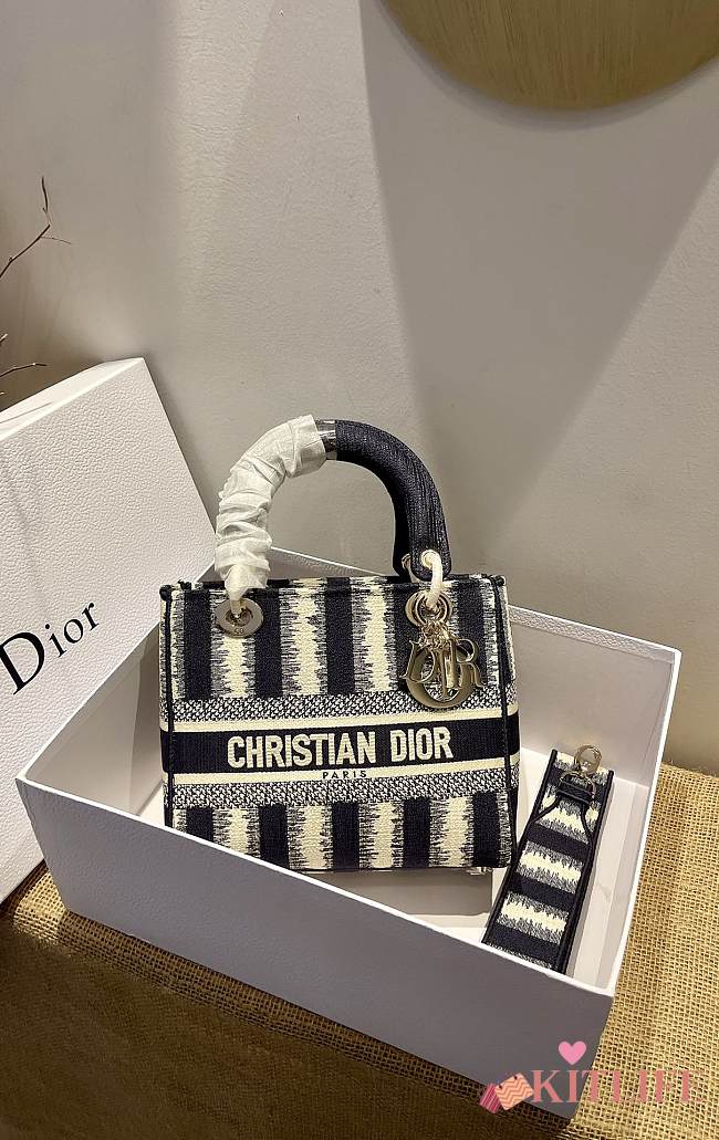 Dior Lady Stripe Series Pink Deep Blue - 24 x 20 x 11 cm - 1
