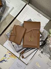 Dior Saddle Multifunctional Phone Bag/Coin Purse Brown  - 5038# - 18.5x12x7.5cm/ 12x7.5cm - 3