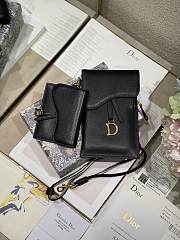 Dior Saddle Multifunctional Phone Bag/Coin Purse Black  - 5038# - 18.5x12x7.5cm/ 12x7.5cm - 4