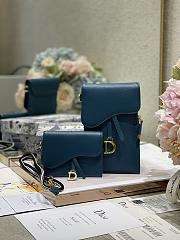 Dior Saddle Multifunctional Phone Bag/Coin Purse Prussian Blue  - 5038# - 18.5x12x7.5cm/ 12x7.5cm - 1