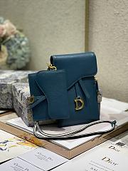 Dior Saddle Multifunctional Phone Bag/Coin Purse Prussian Blue  - 5038# - 18.5x12x7.5cm/ 12x7.5cm - 3